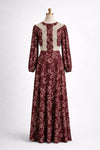 Per Una Boho Cottagecore Burgundy Maxi Dress Vintage Style Petite Size 14 UK